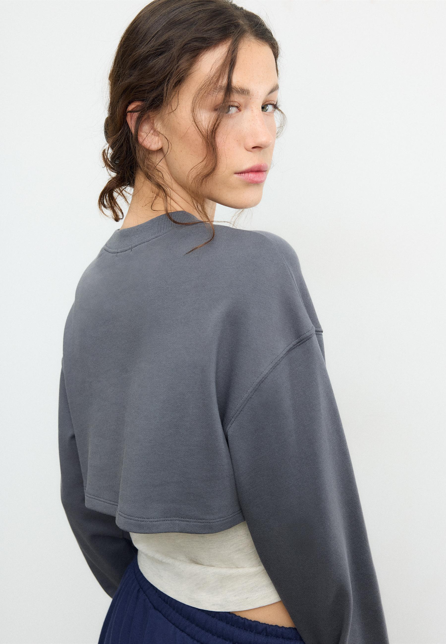 Combined embroidered sweatshirt — Dark grey