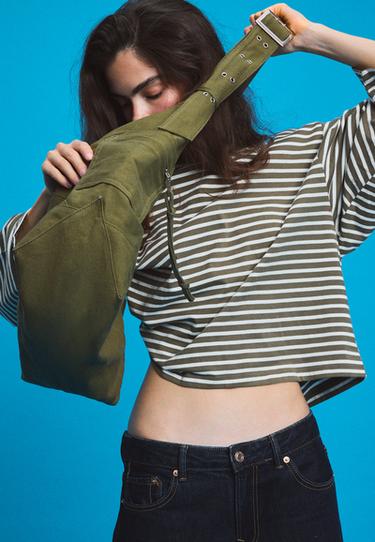 Canvas shoulder bag — Khaki 4