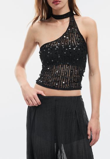 Textured sarouel trousers — Black 4