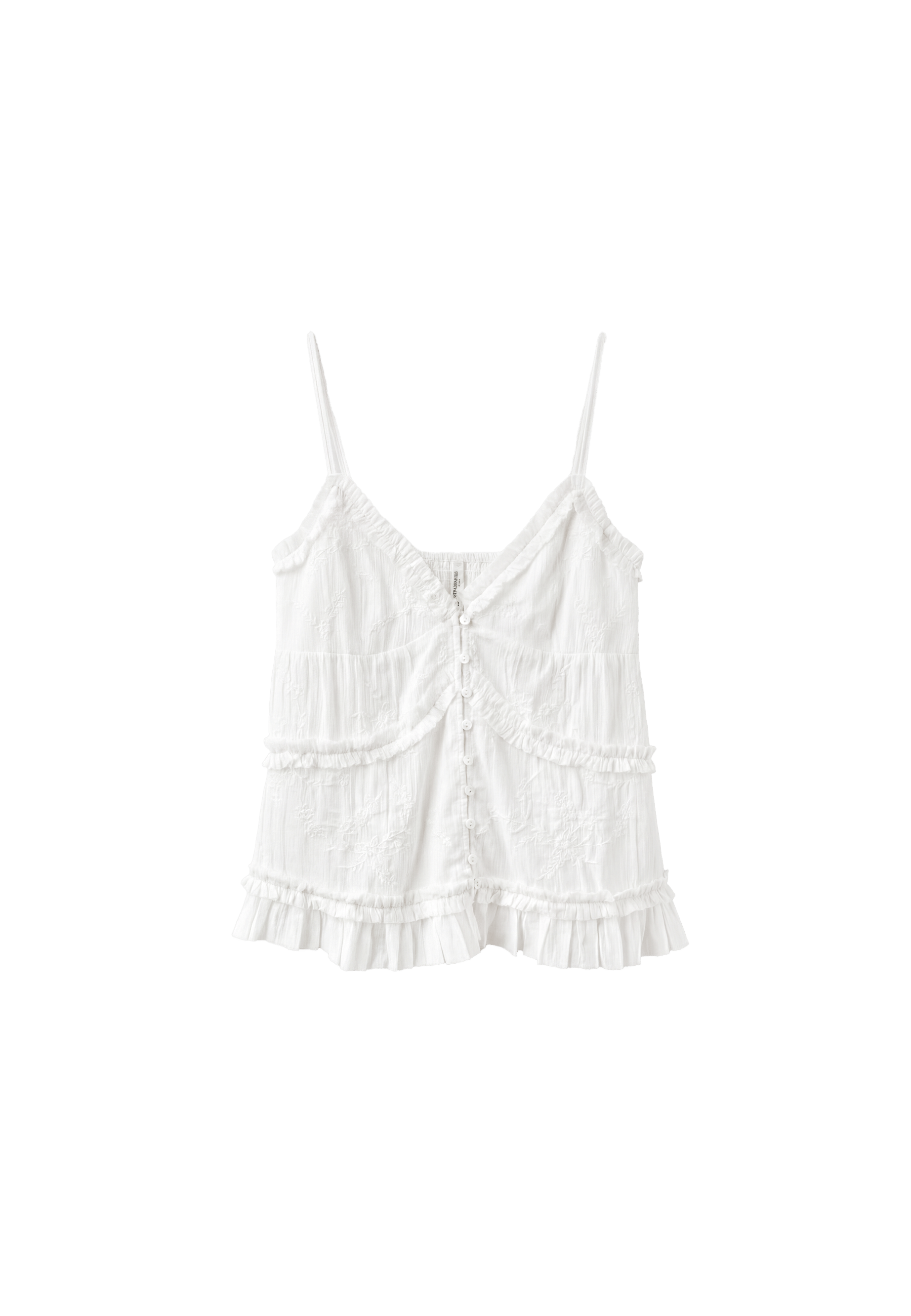 Embroidered long top — White