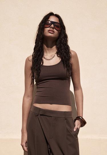 Knit halter top — Brown 3