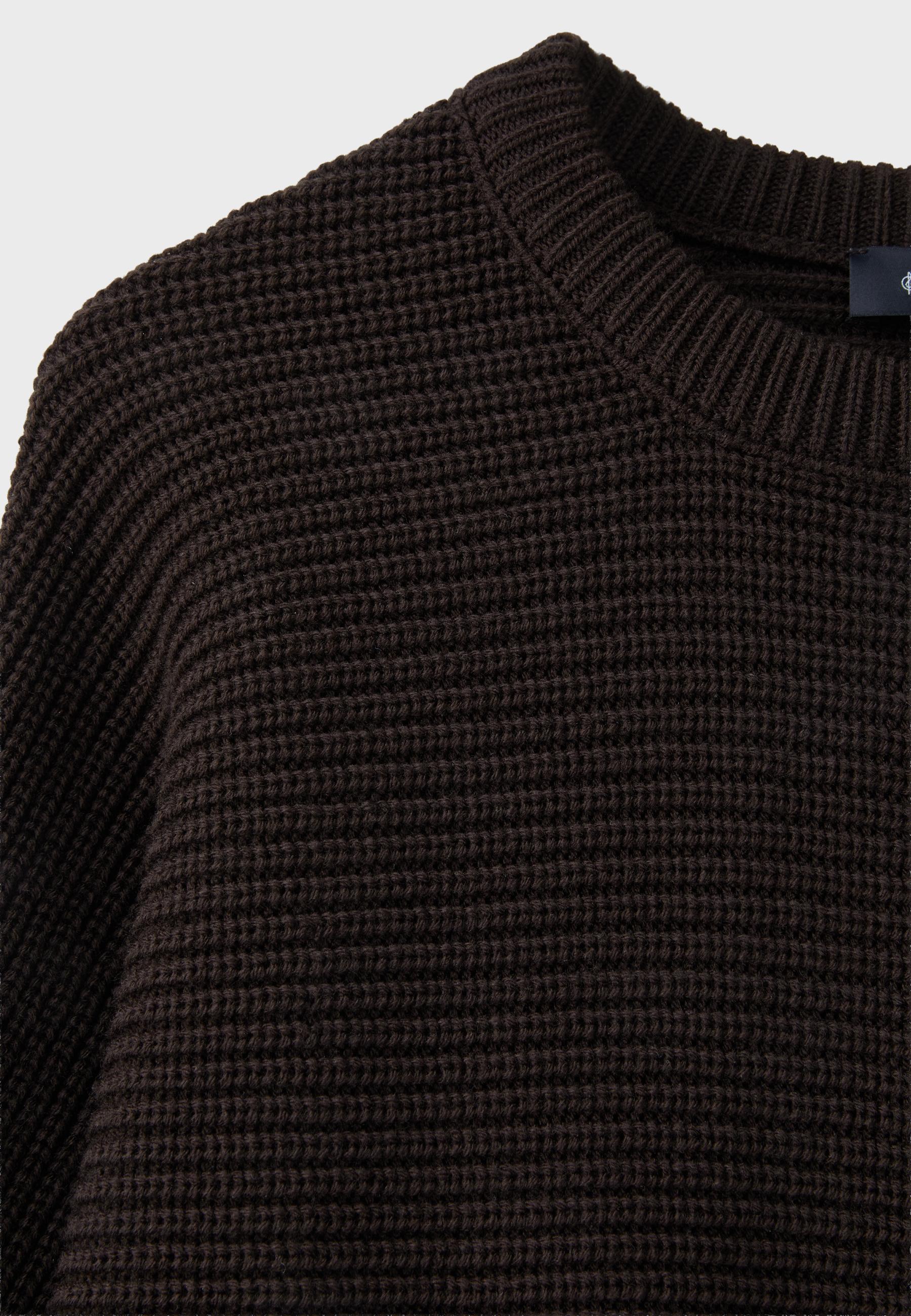 Mixed-fabric batwing knit jumper — Brown