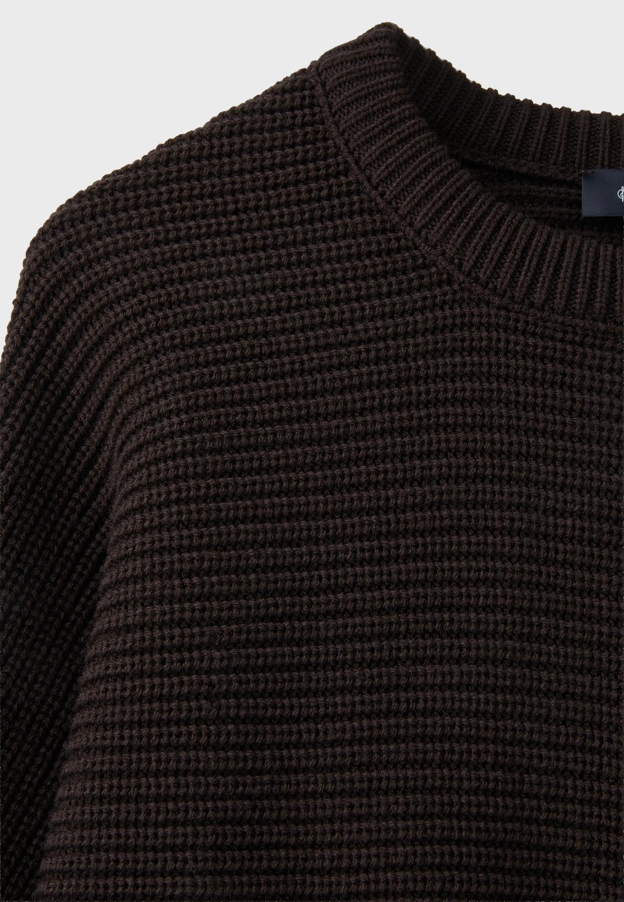 Mixed-fabric batwing sleeve knit jumper — Brown