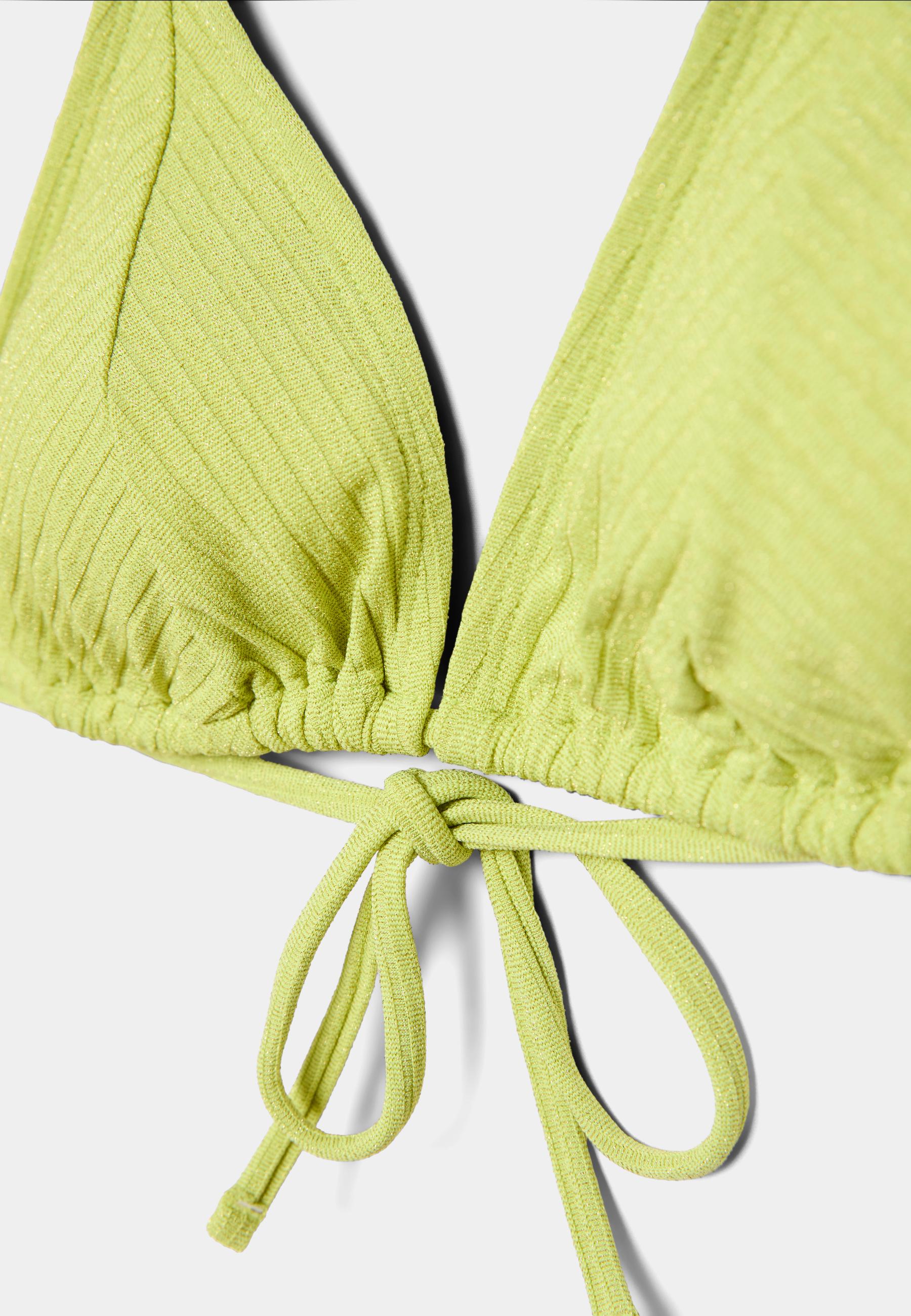 Shimmer ribbed triangle bikini top — Aquamarine