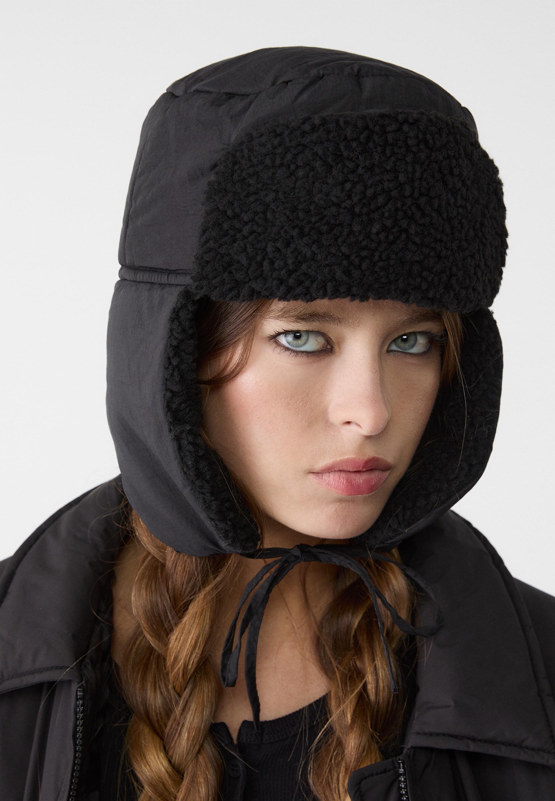 Hat With Drawstring Faux shearling lined hat with drawstring - Women's fashion ...
