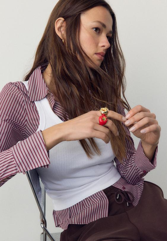 Stradivarius Set Of 2 Tomato Rings Red Os