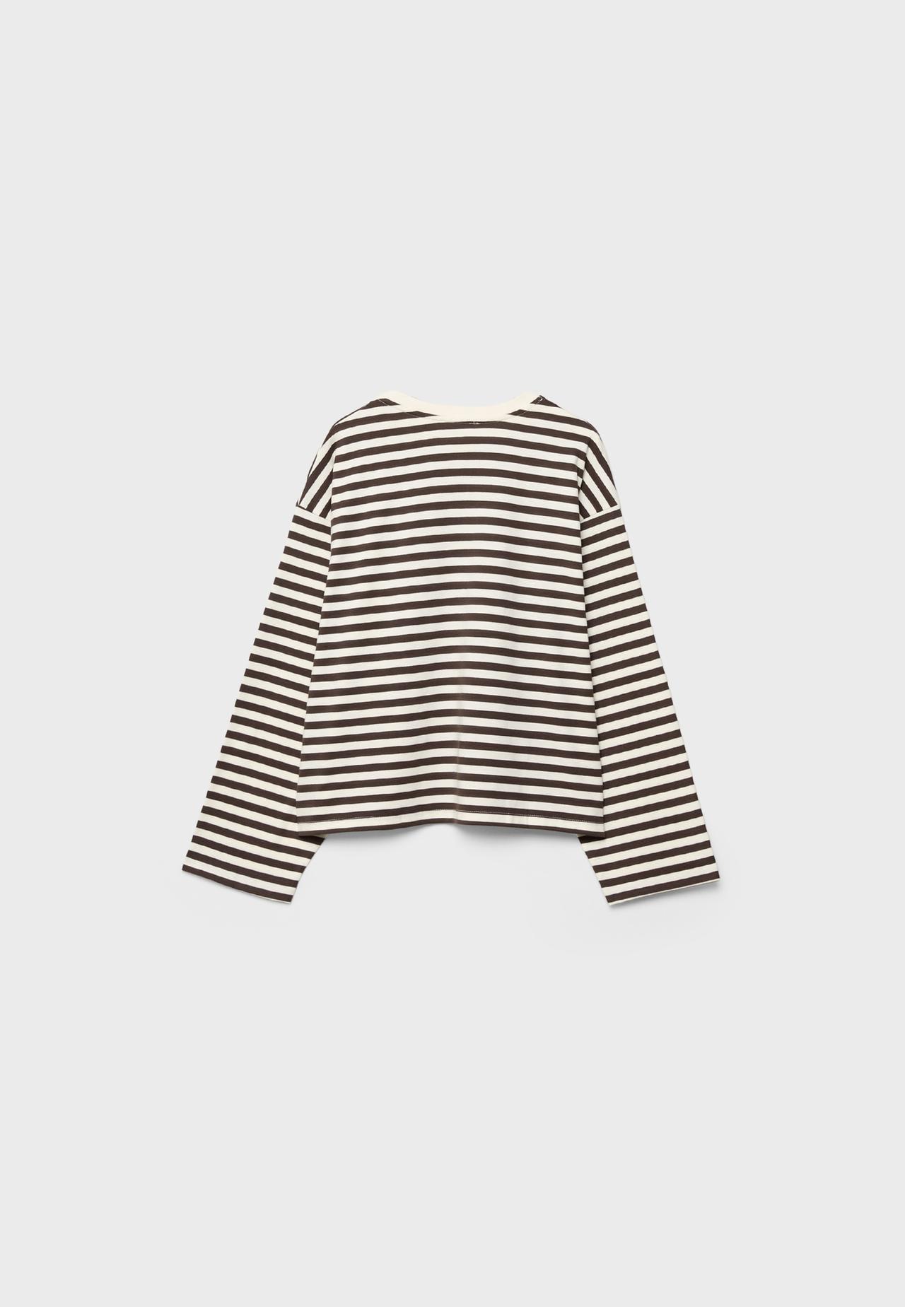 Striped long sleeve T-shirt — Ecru