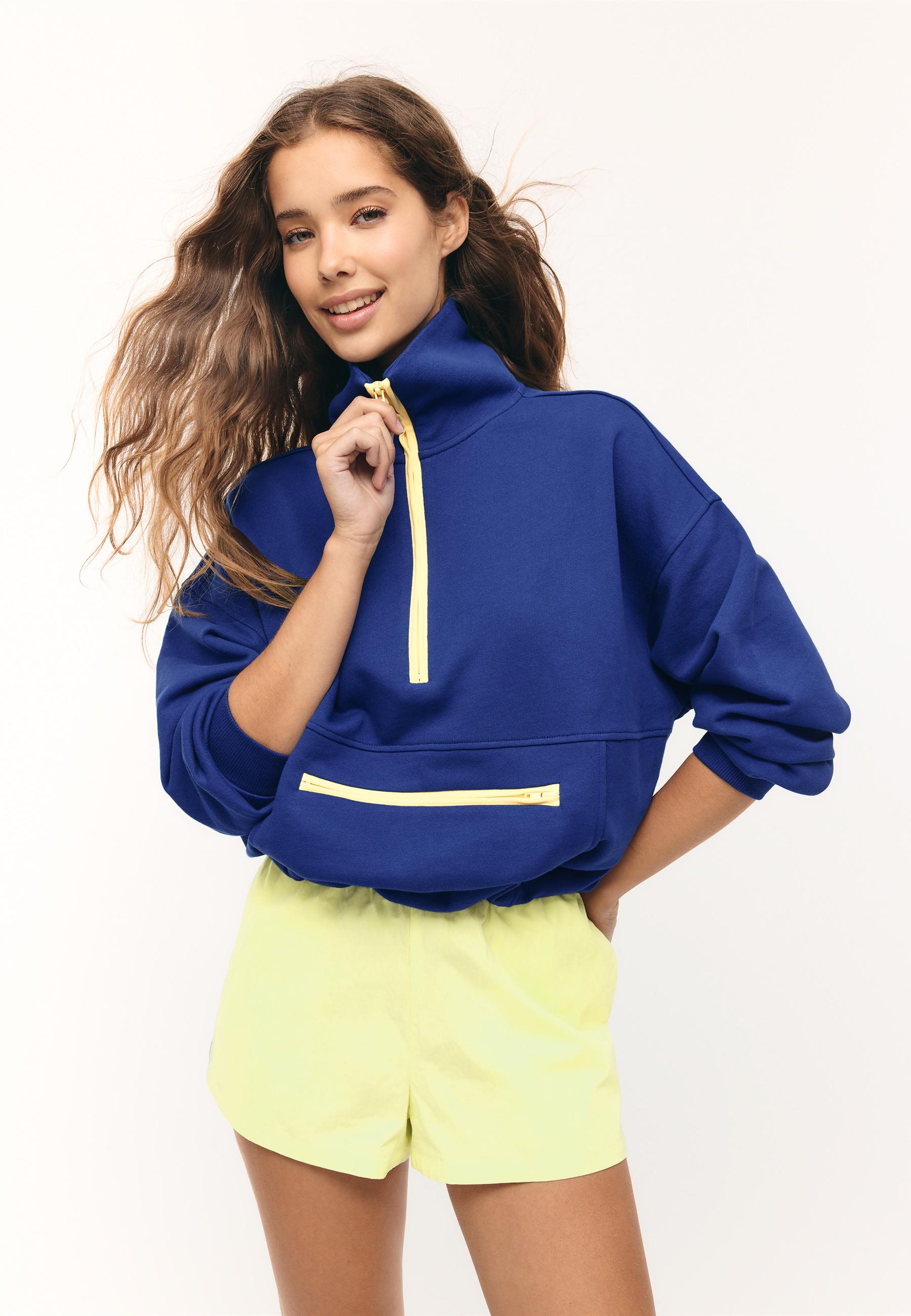 Contrast zip sweatshirt — Royal blue