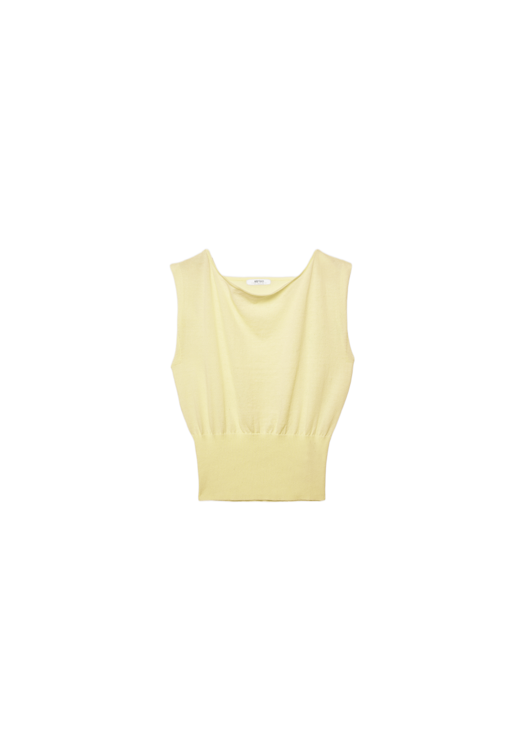 Knit top with sash — Pastel yellow