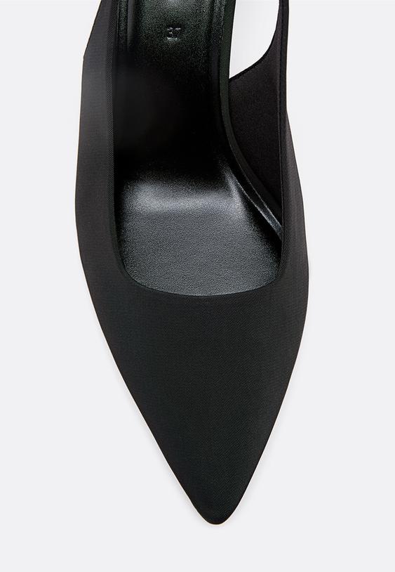 Stradivarius Block Heel Slingback Shoes Black 7