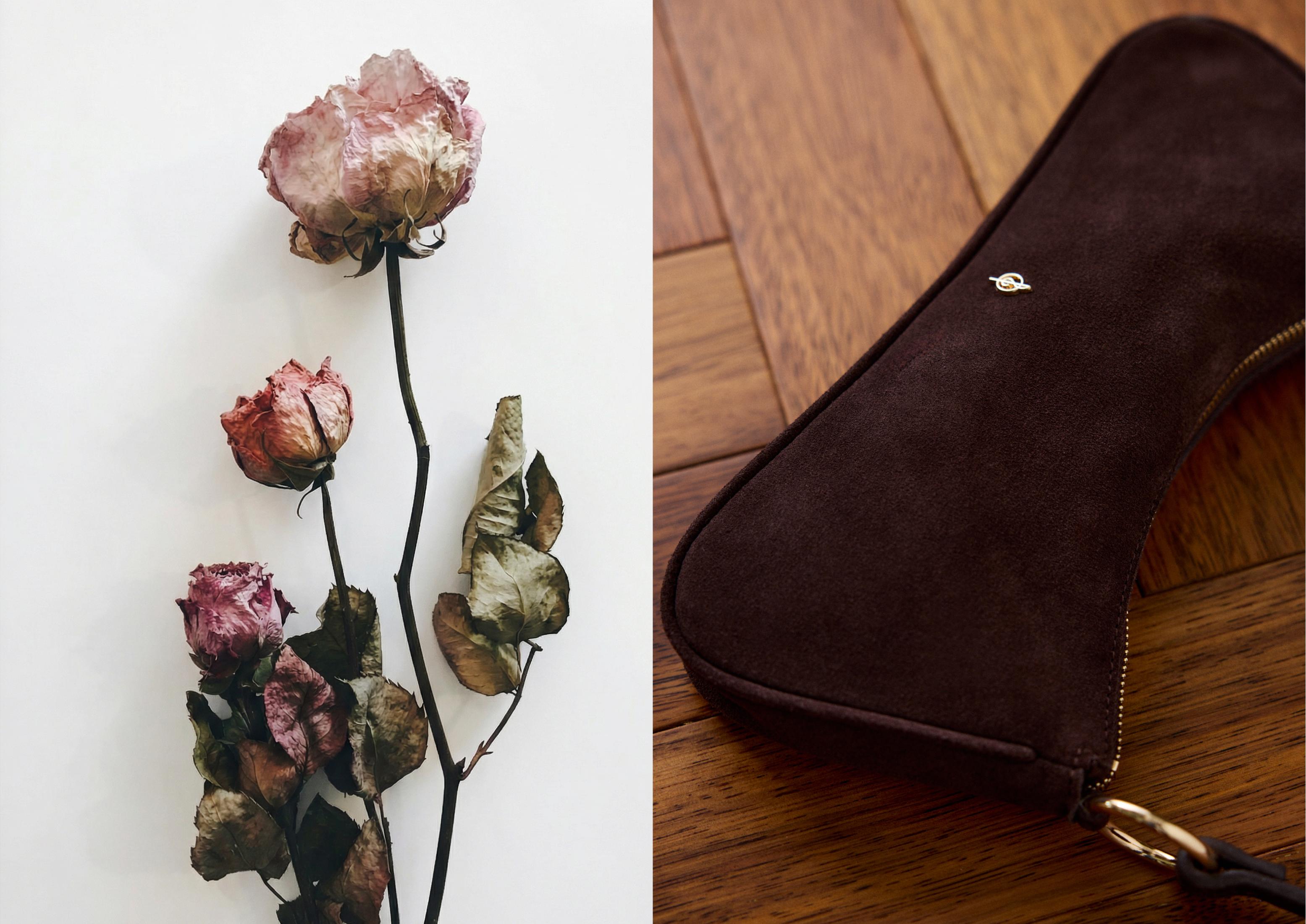100% leather moon crossbody bag — Brown