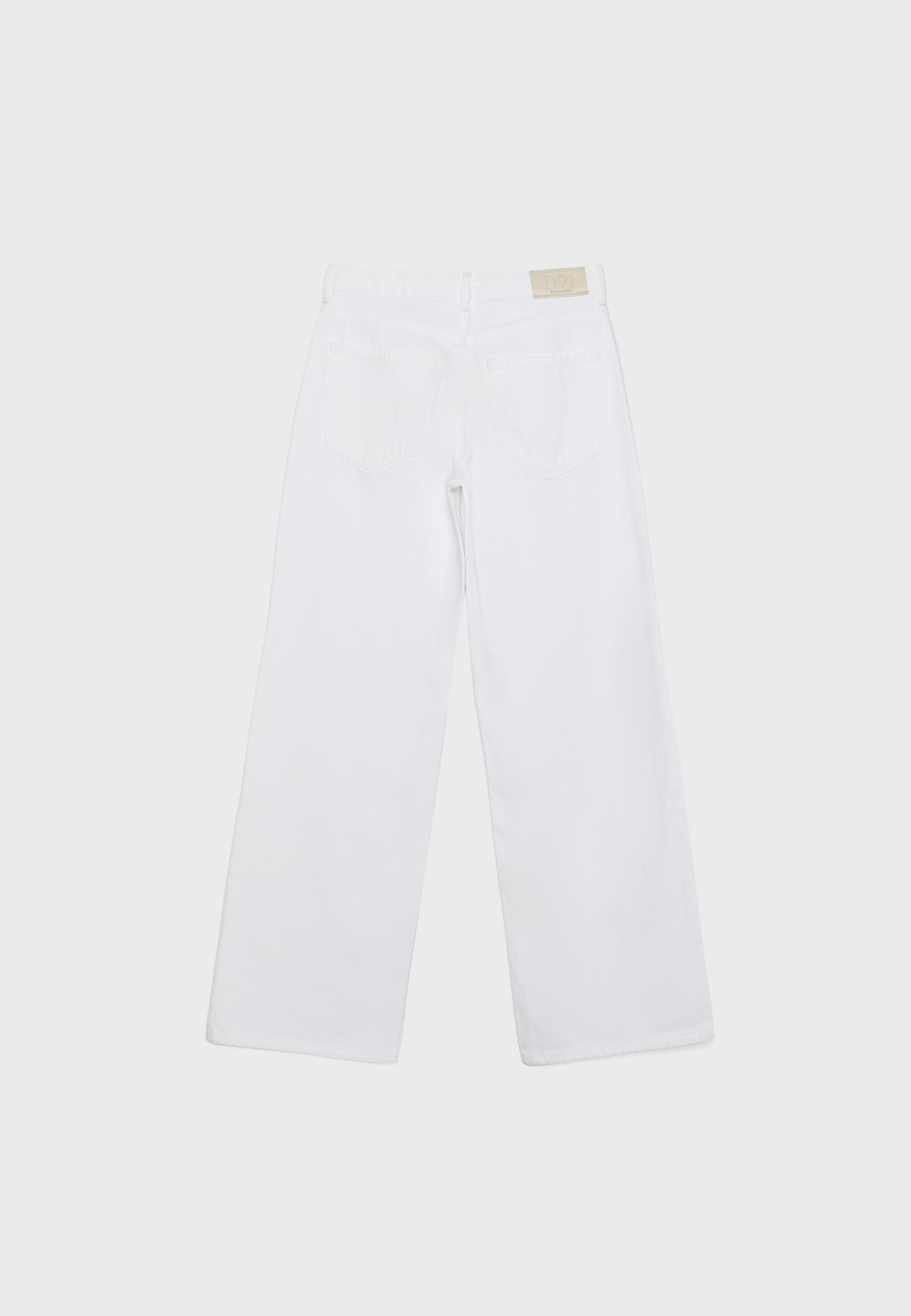D91 low-rise wide-leg twill jeans — White