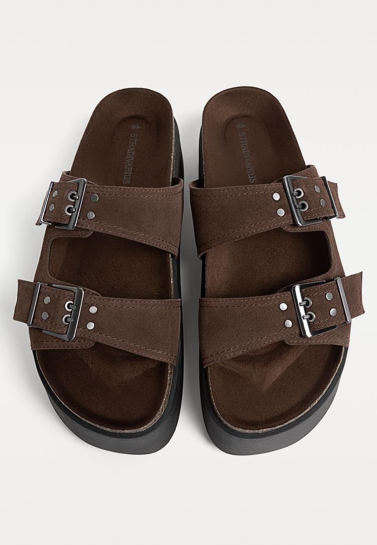 sandalias piel planas hebillas