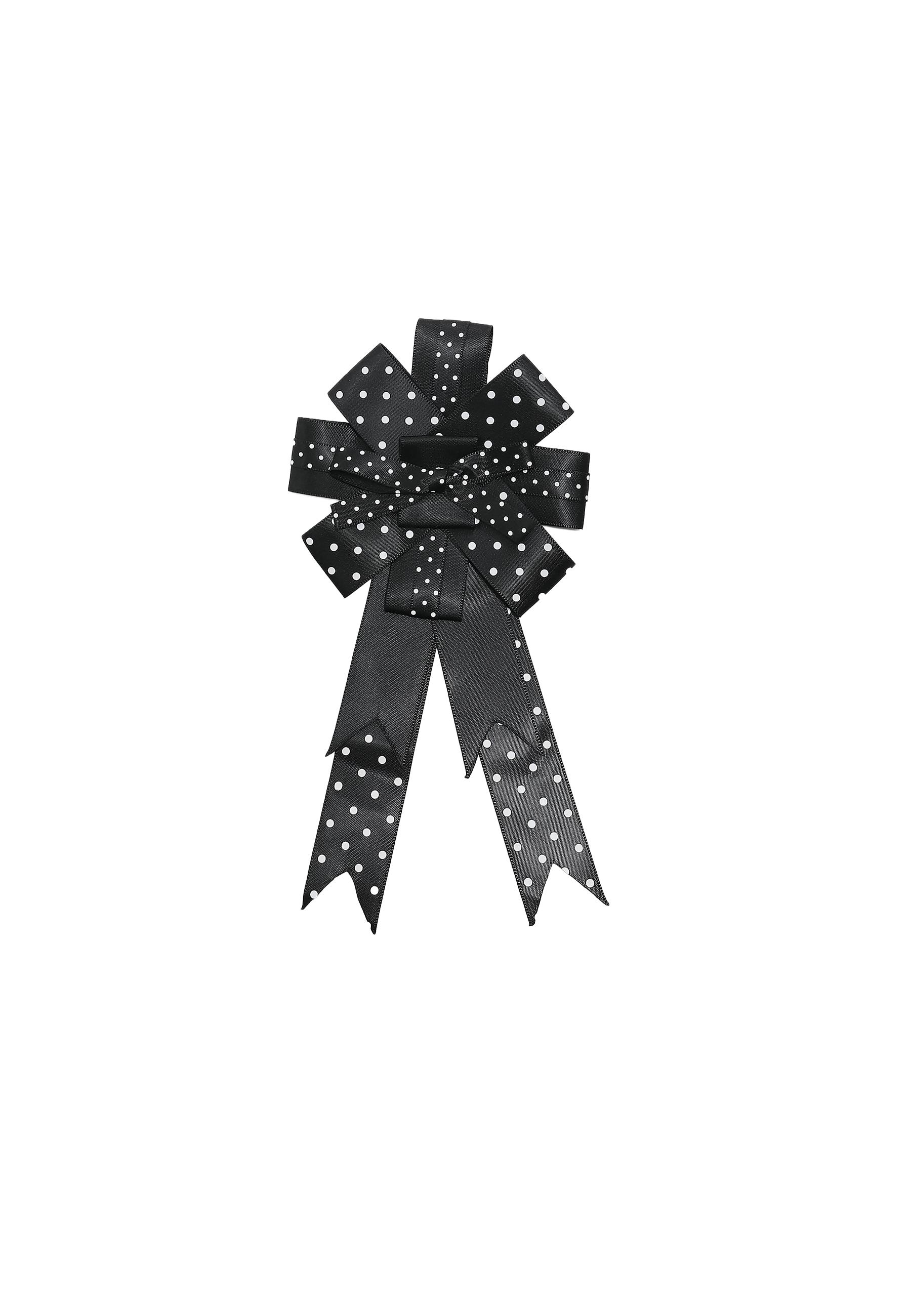 Polka dot bow brooch — Black