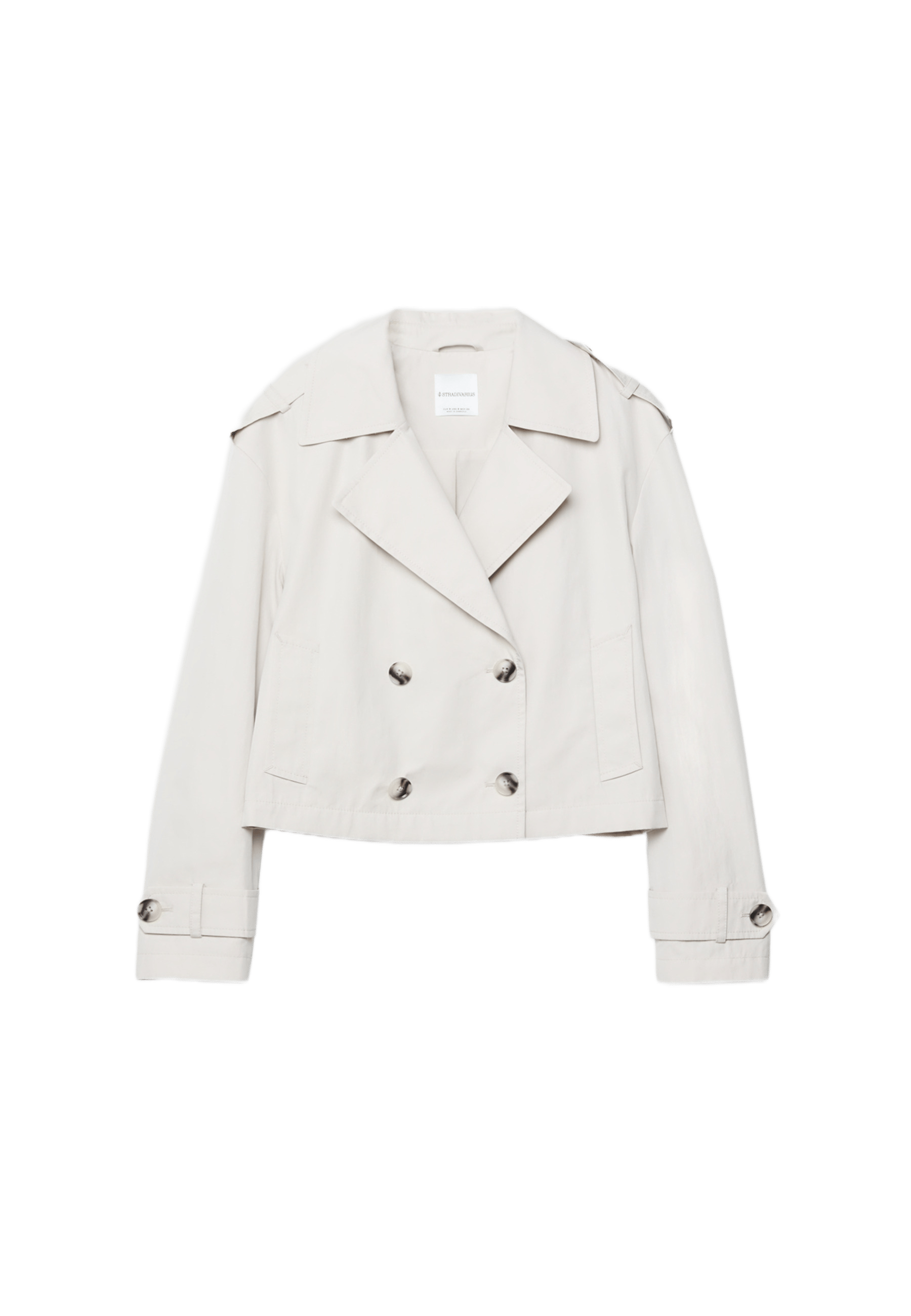 Short double-breasted trench coat — Stone