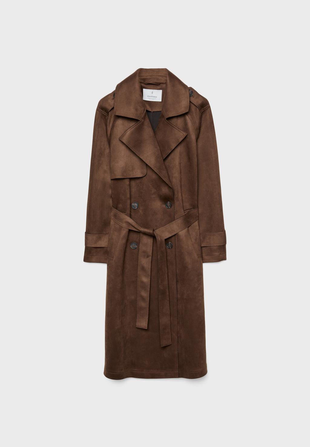 Lange trenchcoat van imitatiesuède