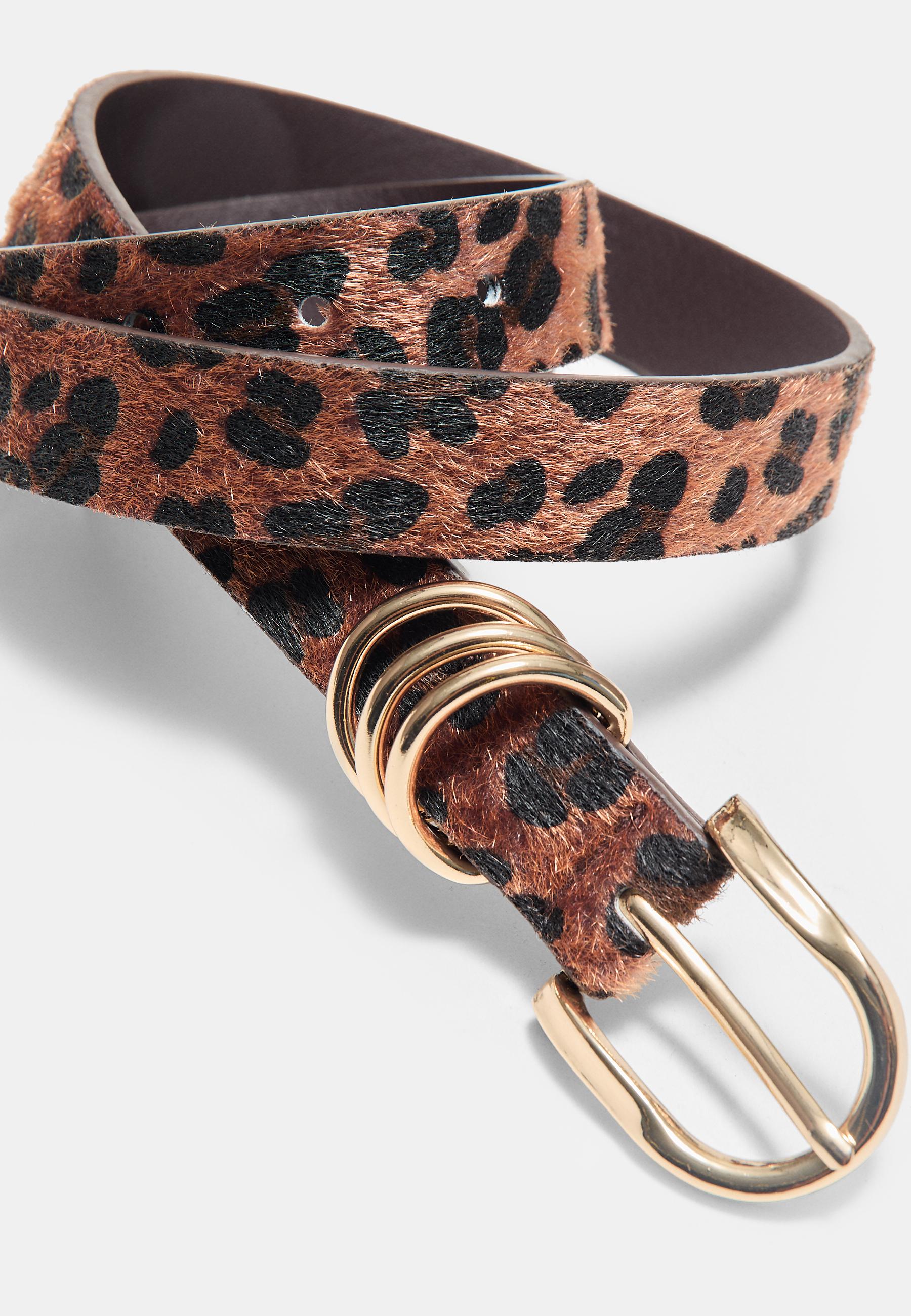 Leopard print belt — Brown