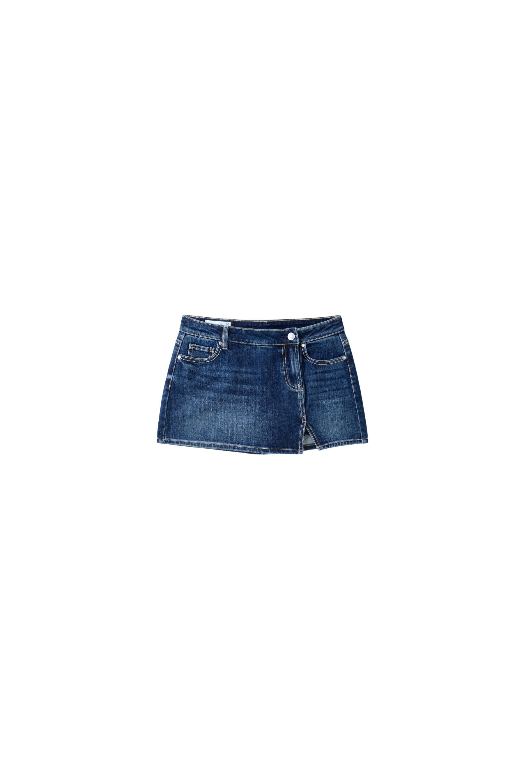 Mini crossover skort — MEDIUM DENIM WASH