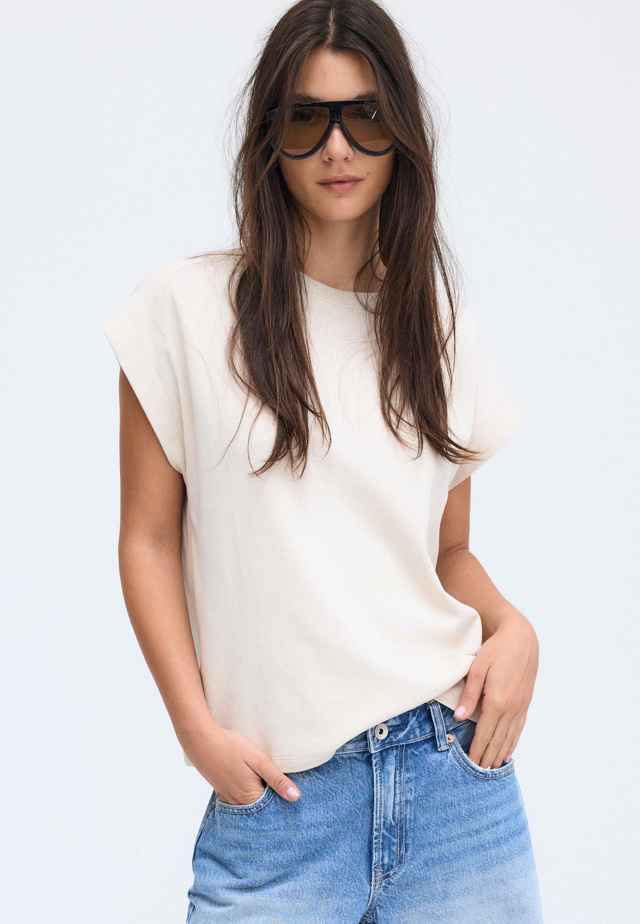 B06 Basic drop shoulder T-shirt — Stone