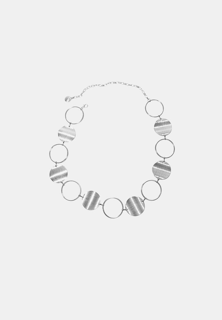 Stradivarius Opasok S Veľkými Kovovými Krúžkami Grey M