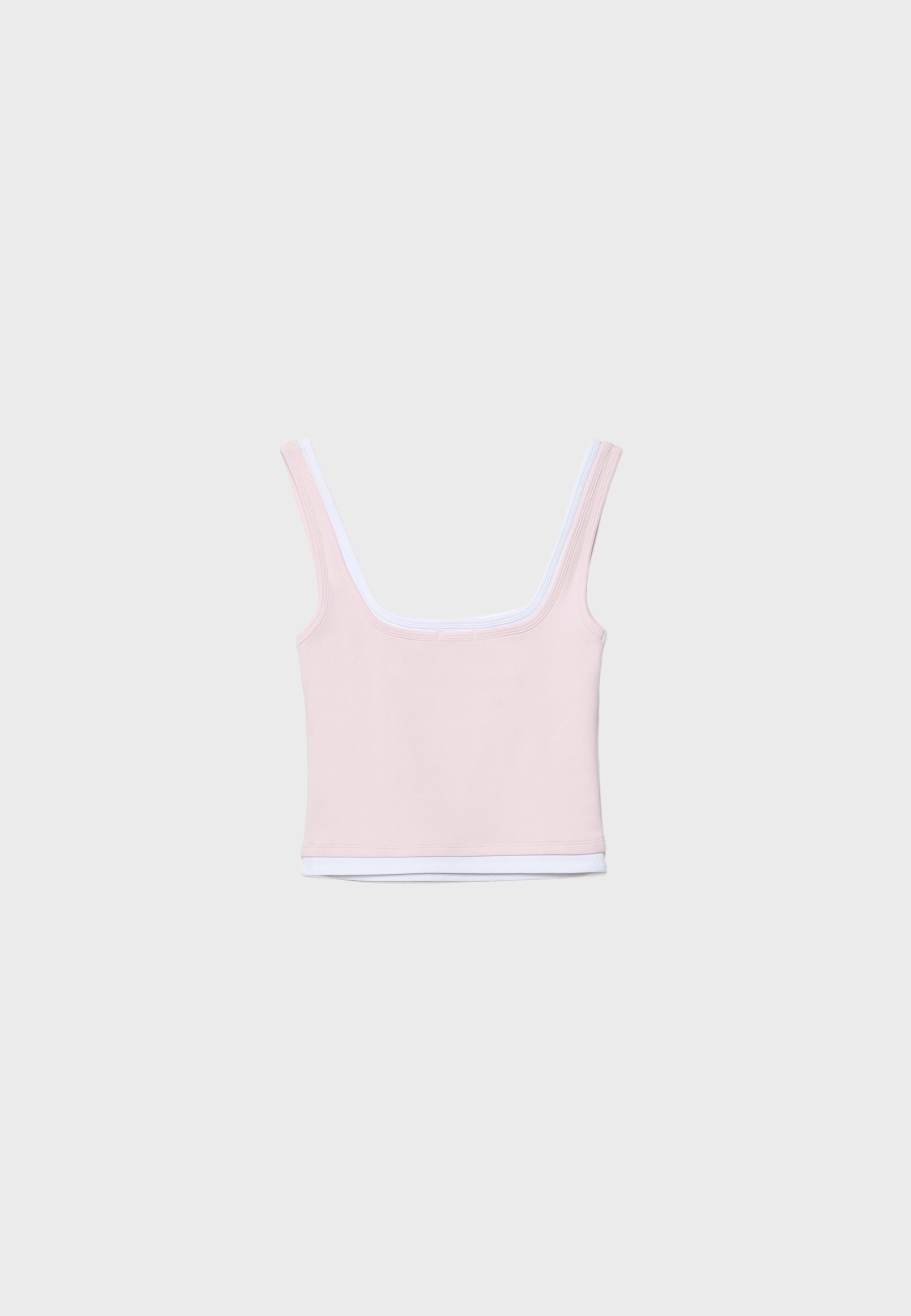Two-piece effect square neckline top — Pastel pink