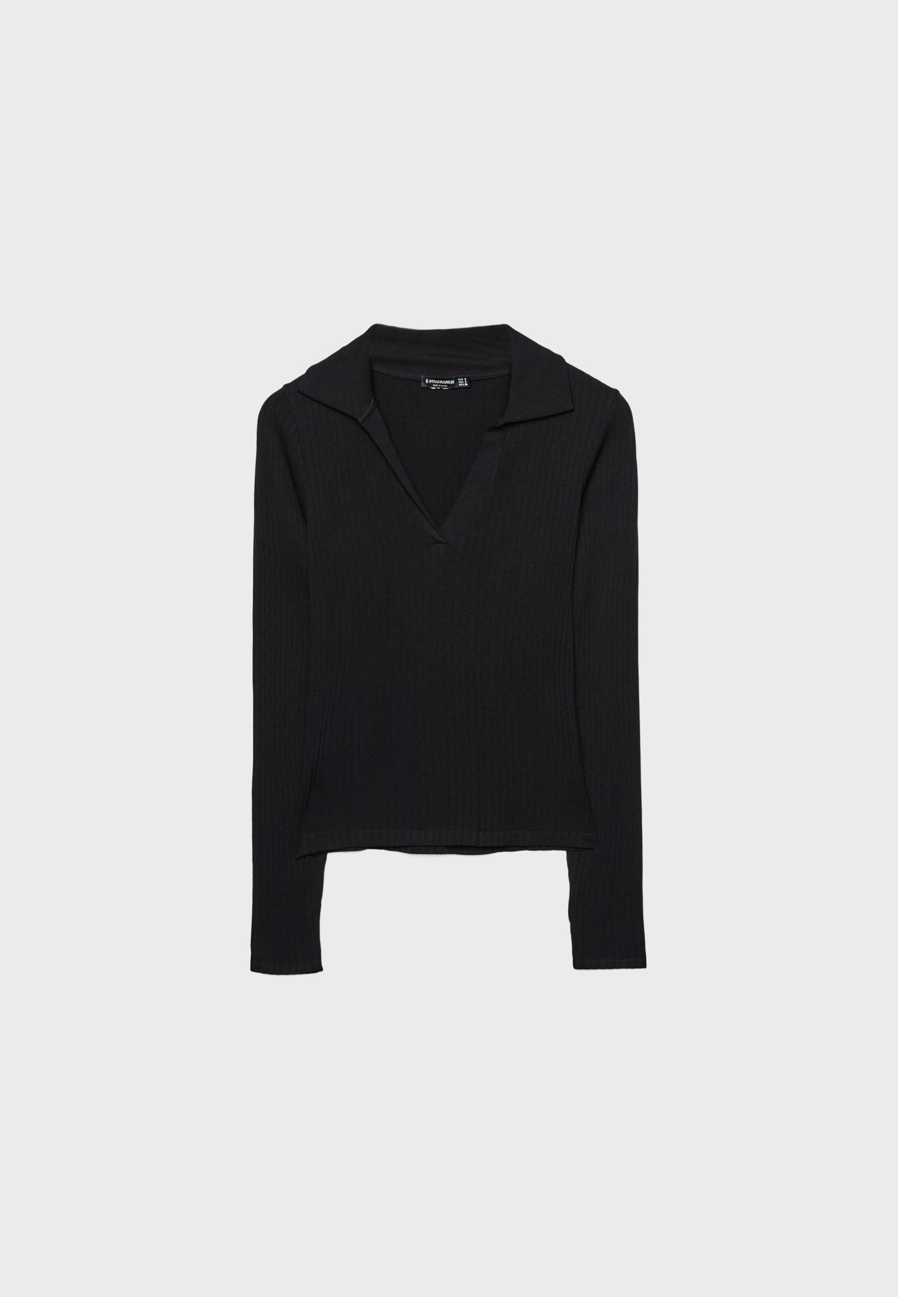 Seamless polo T-shirt — Black