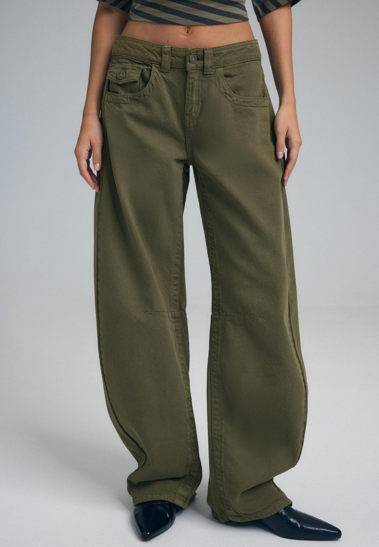 Low-rise balloon jeans — Khaki