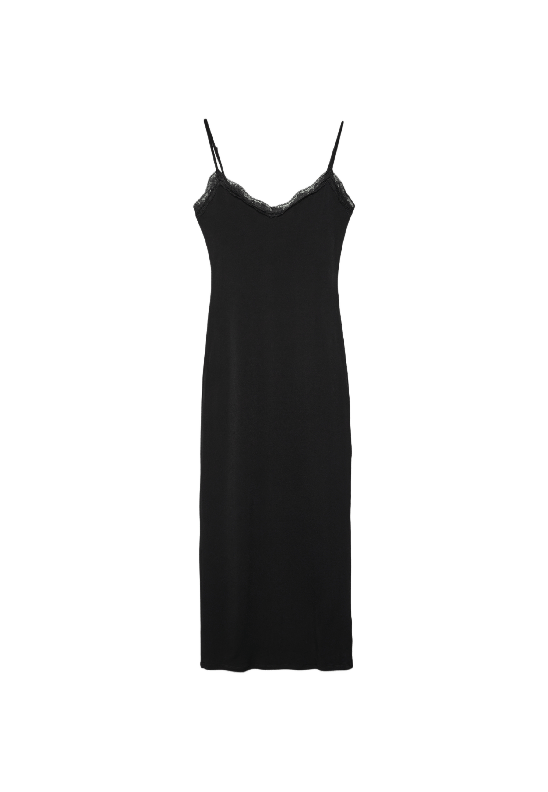 Long lace knit dress — Black