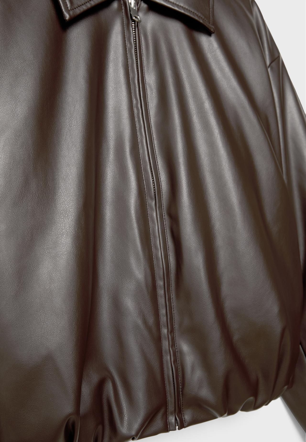 Leather effect quilted bomber jacket — Brown