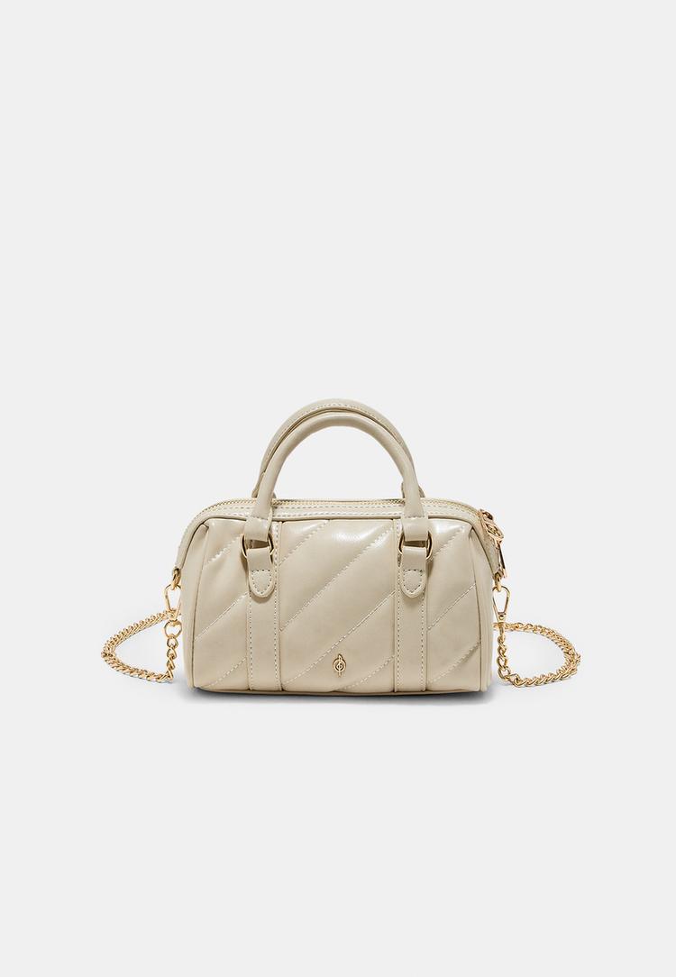 Quilted bowling bag — Ecru