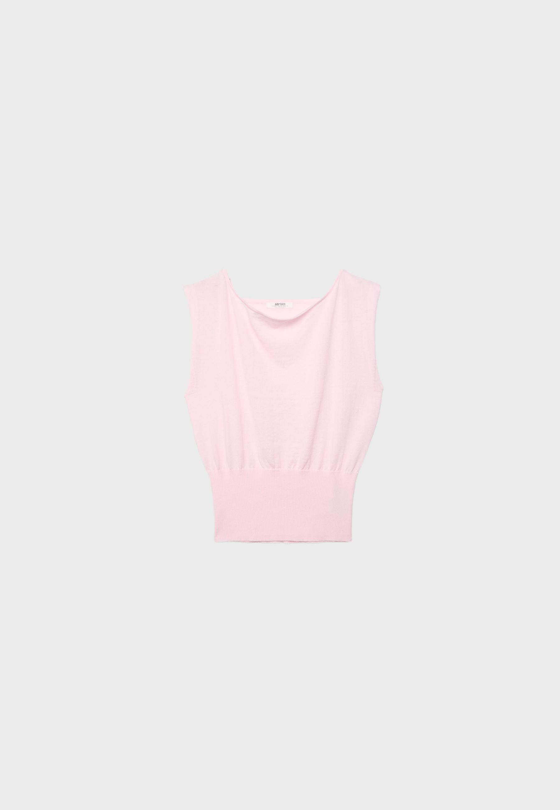 Knit top with sash — Pastel pink
