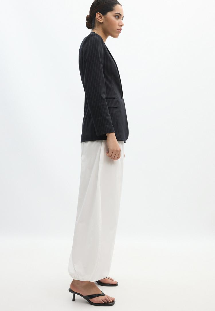 Stradivarius Βασικό Ριγέ Σακάκι Navy Blue Xl