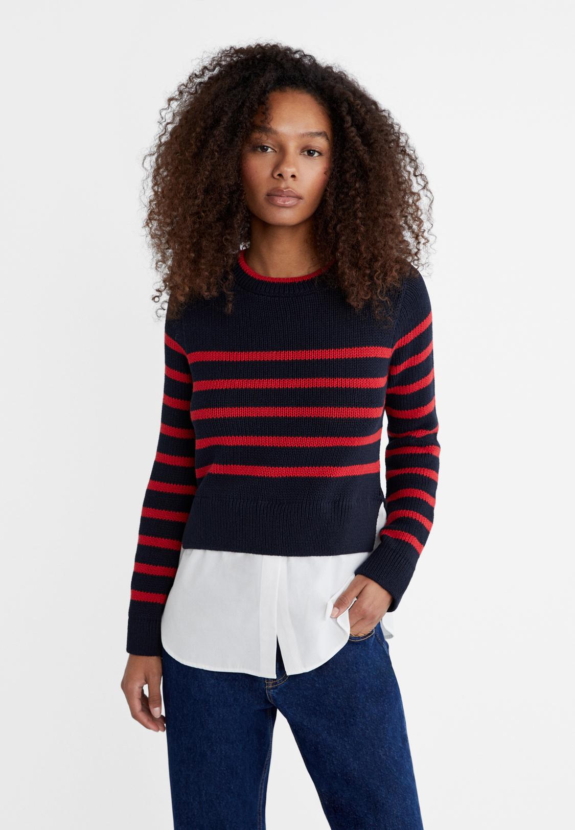 Pull Aerie Rayé Bleu Et Blanc – Manches Longues, Taille S