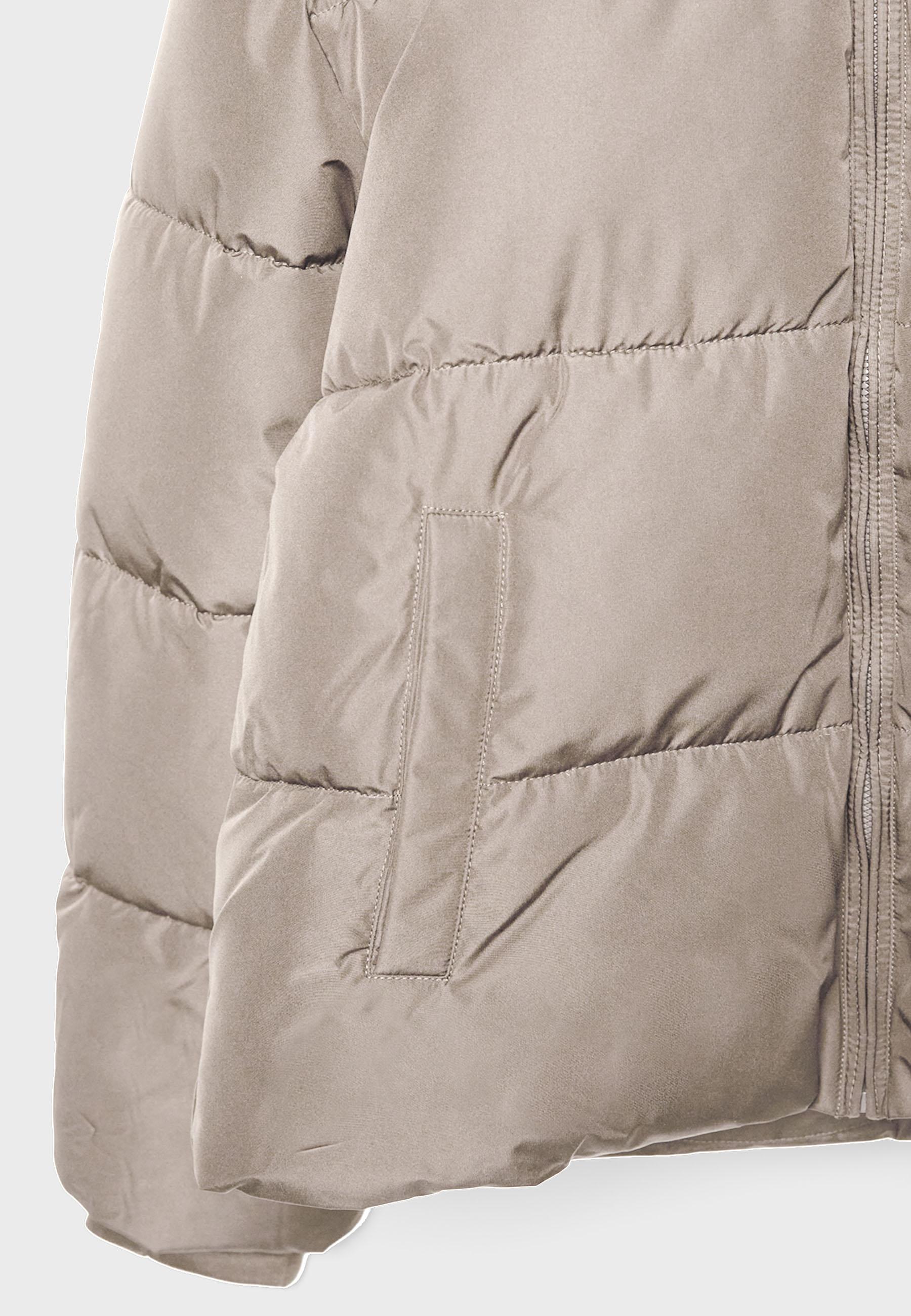 Basic hooded puffer jacket — Brown