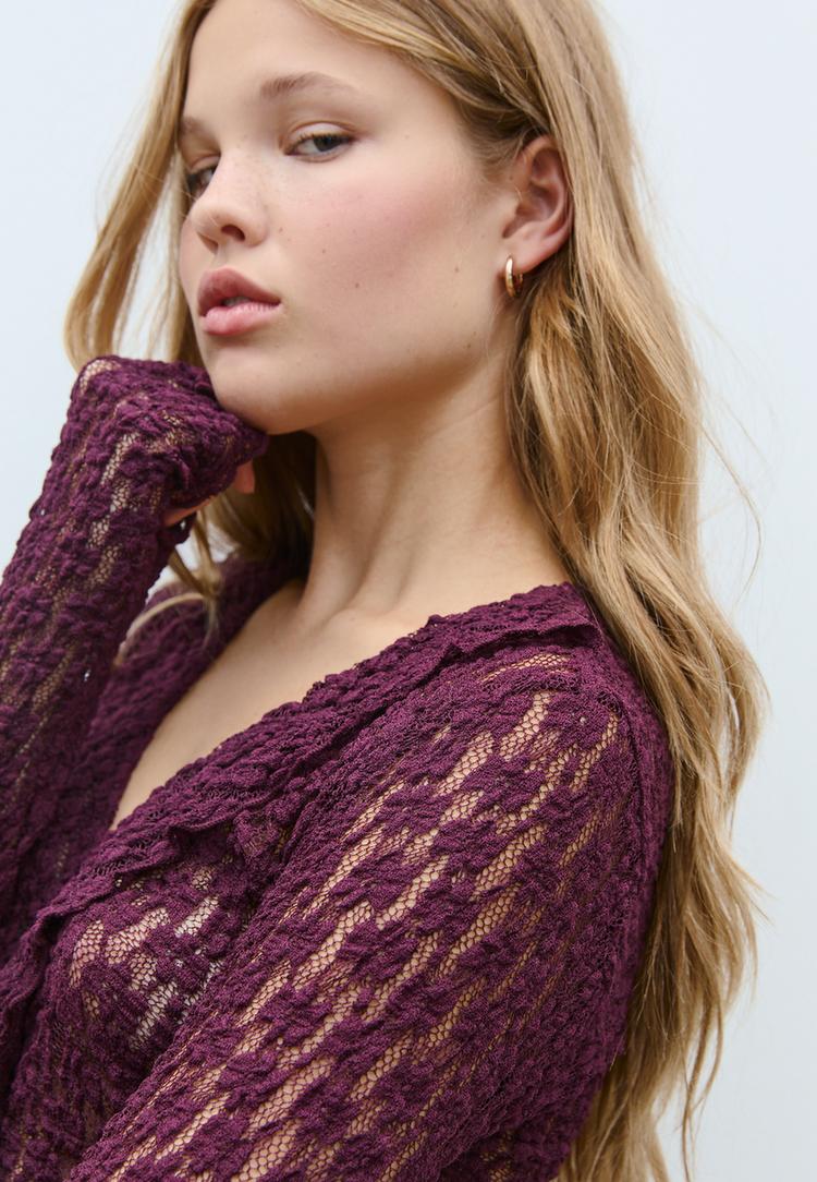 ruffled lace cardigan