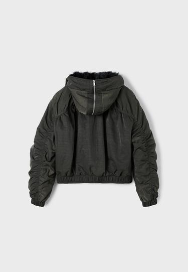 Bomber jacket with faux fur neck — Khaki 8