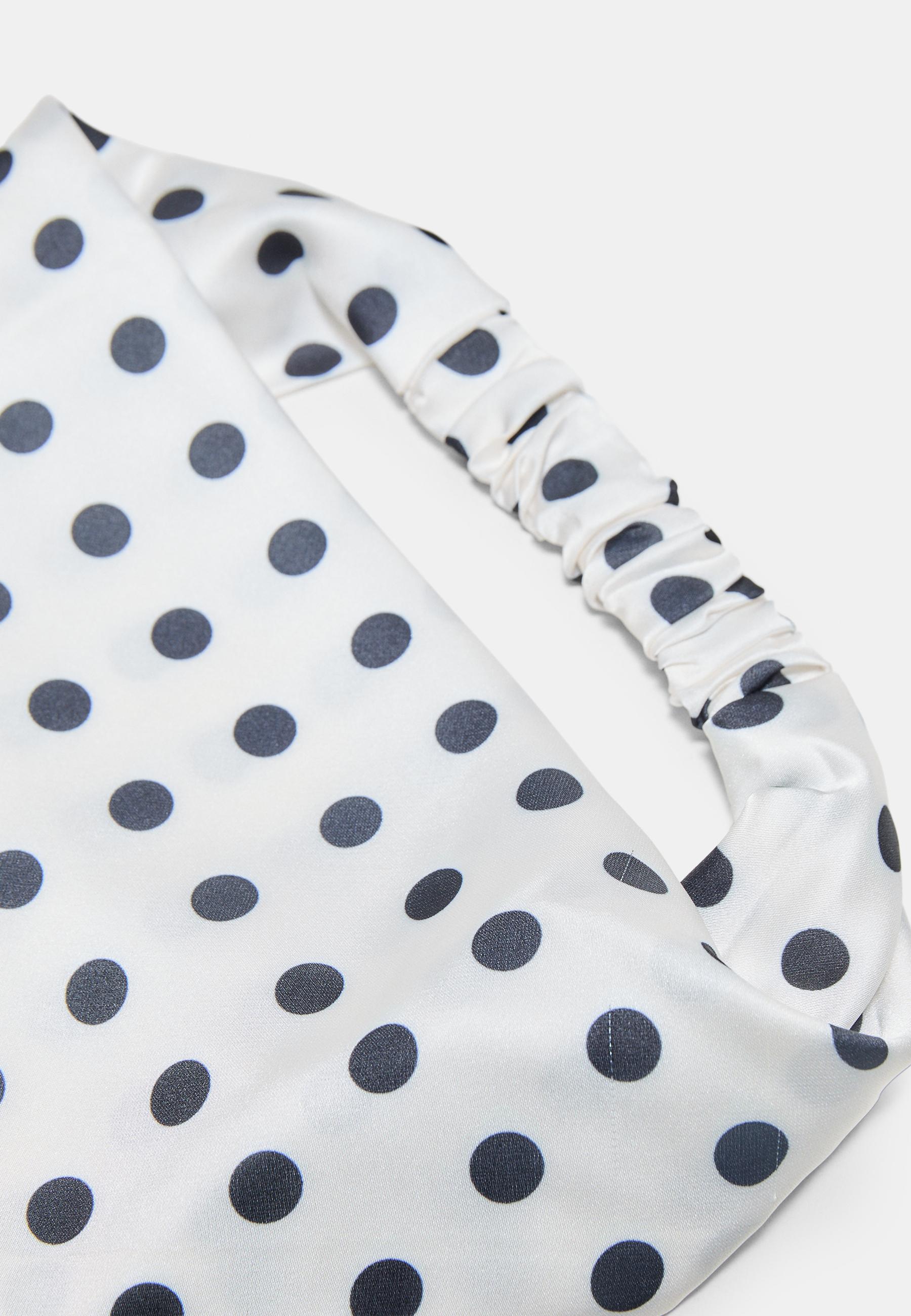 Polka dot triangular headscarf — White