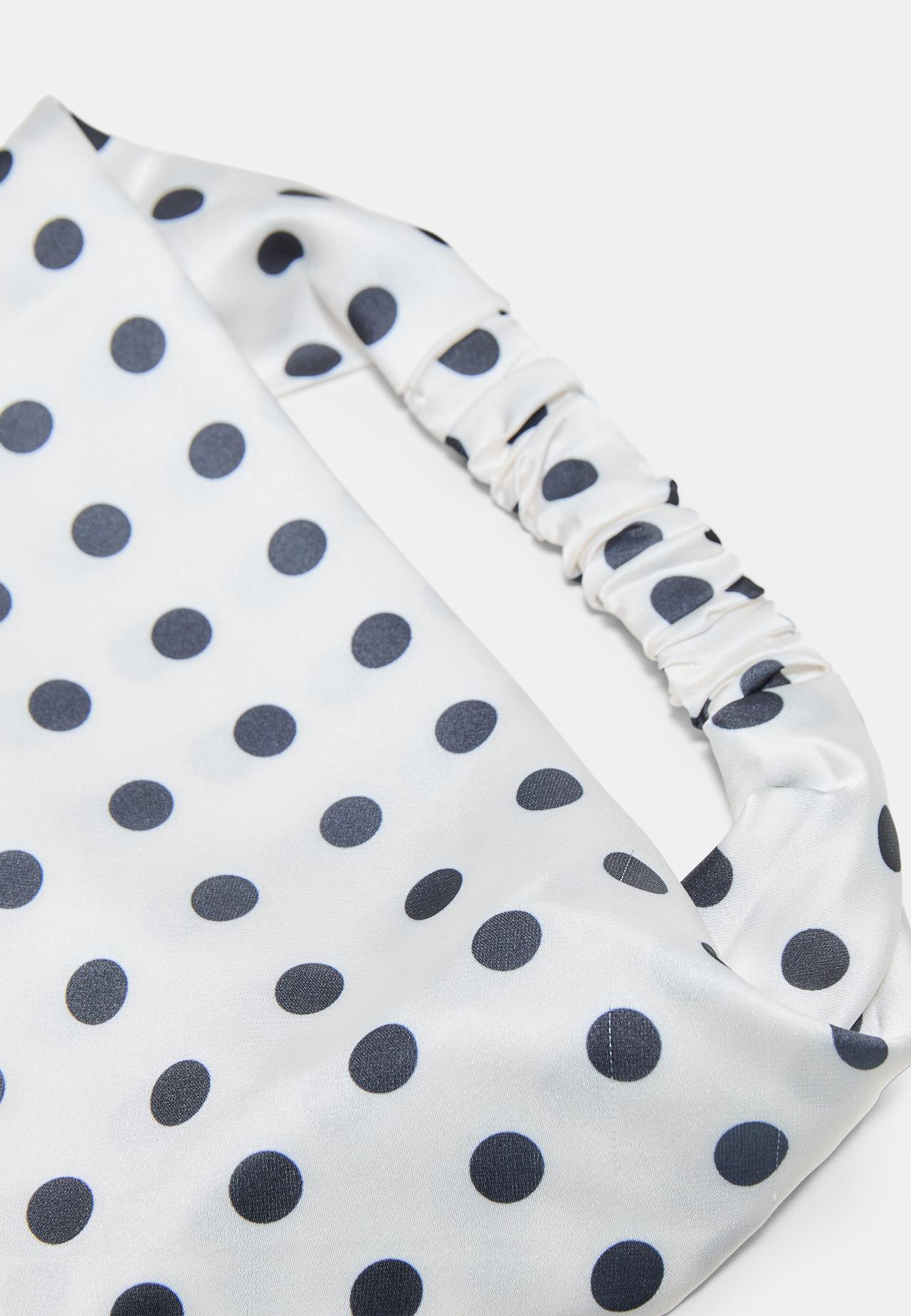 Polka dot triangular headscarf — White
