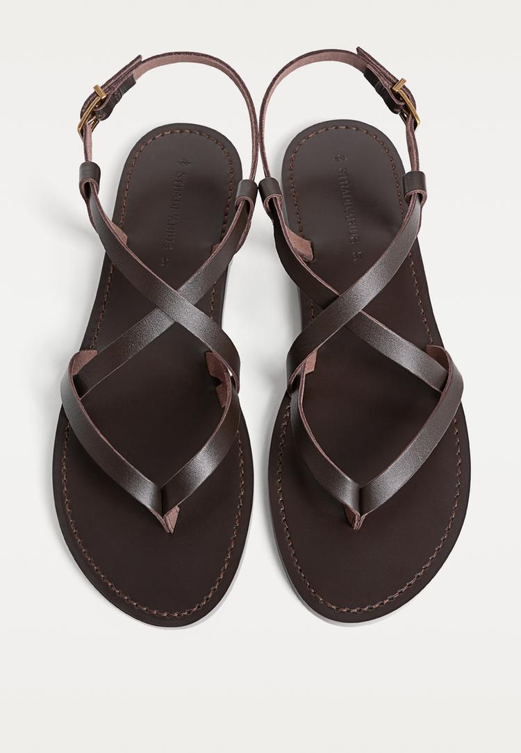 platte leren sandalen met bandjes