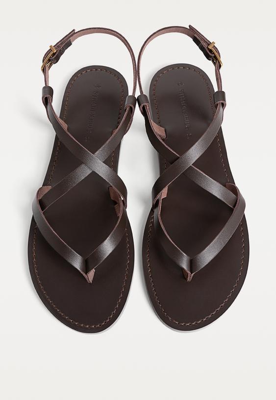 bantl deri duz sandalet