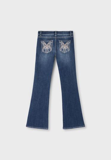 Embroidered bell bottom jeans — MEDIUM DENIM WASH 8
