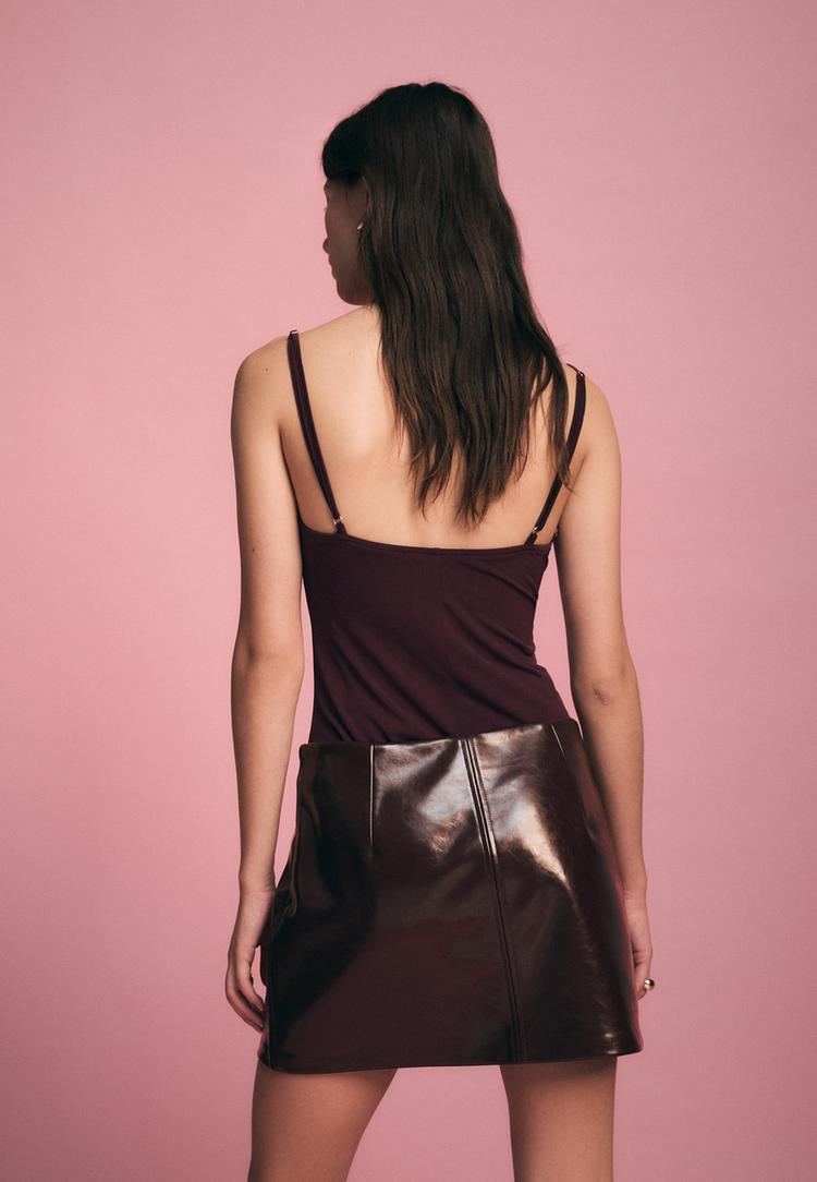 falda pantalon mini efecto piel