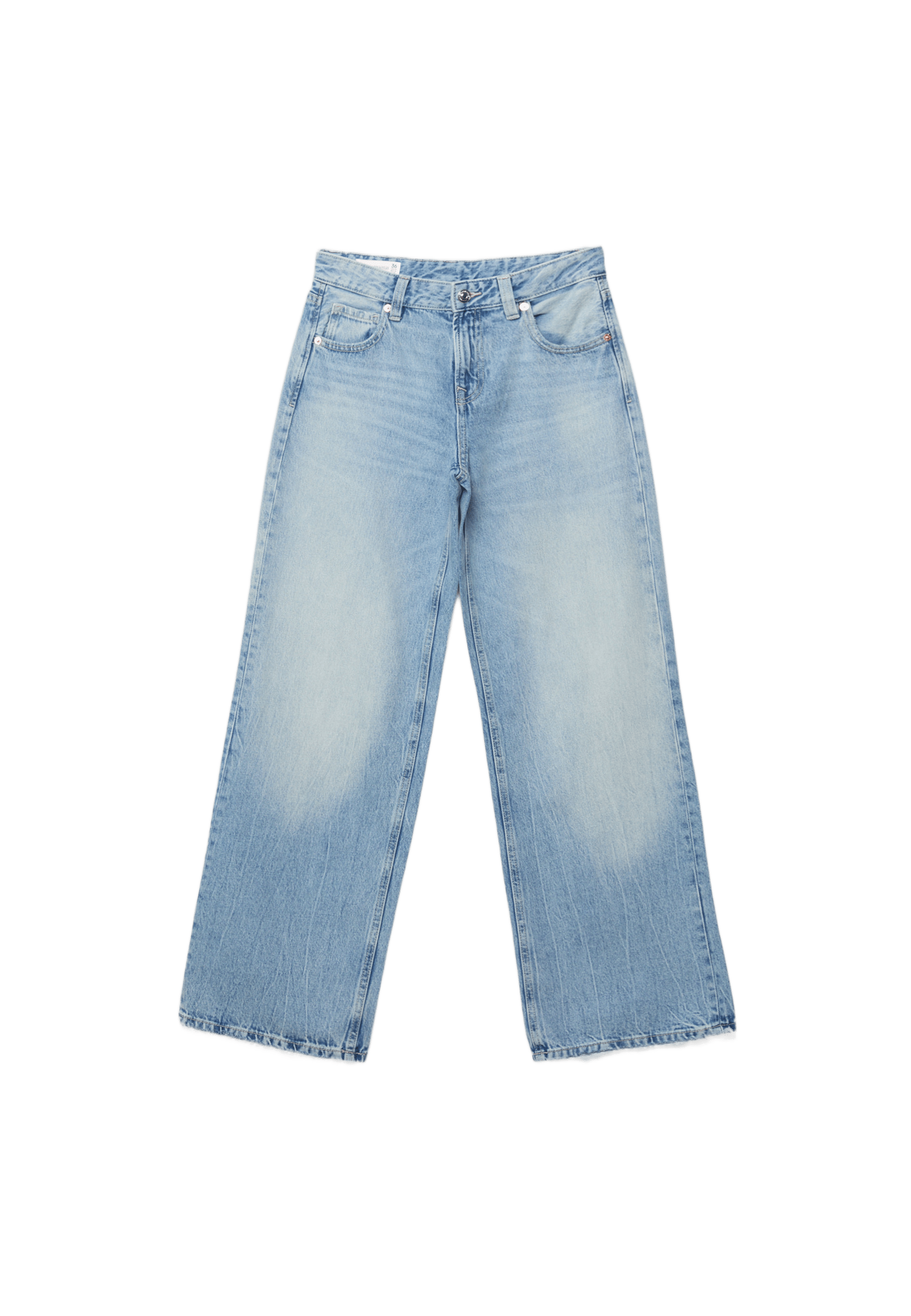 Low-rise wide-leg jeans with star detail — OVERDYED BLUE DENIM