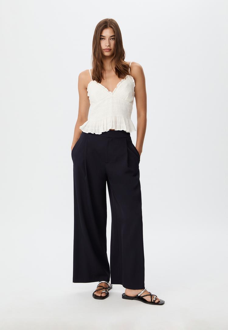 pantaloni culotte eleganti con pinces