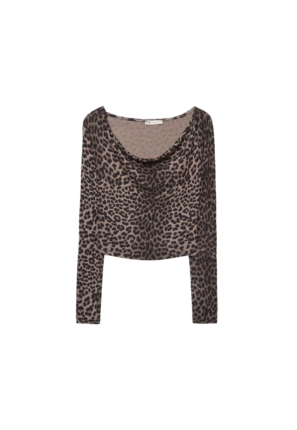 Camiseta drapeada leopardo