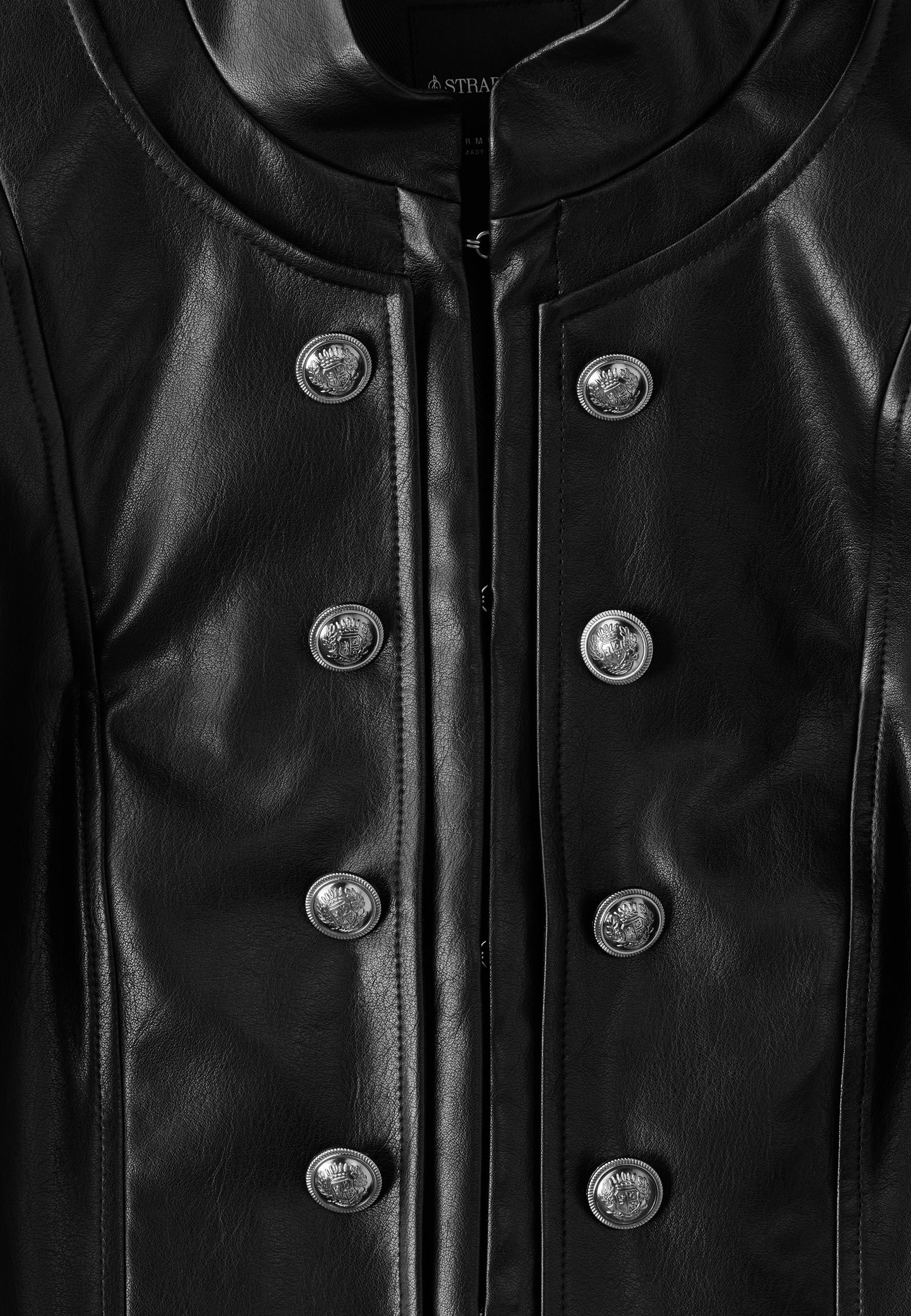 Leather effect blazer with engraved buttons — Black