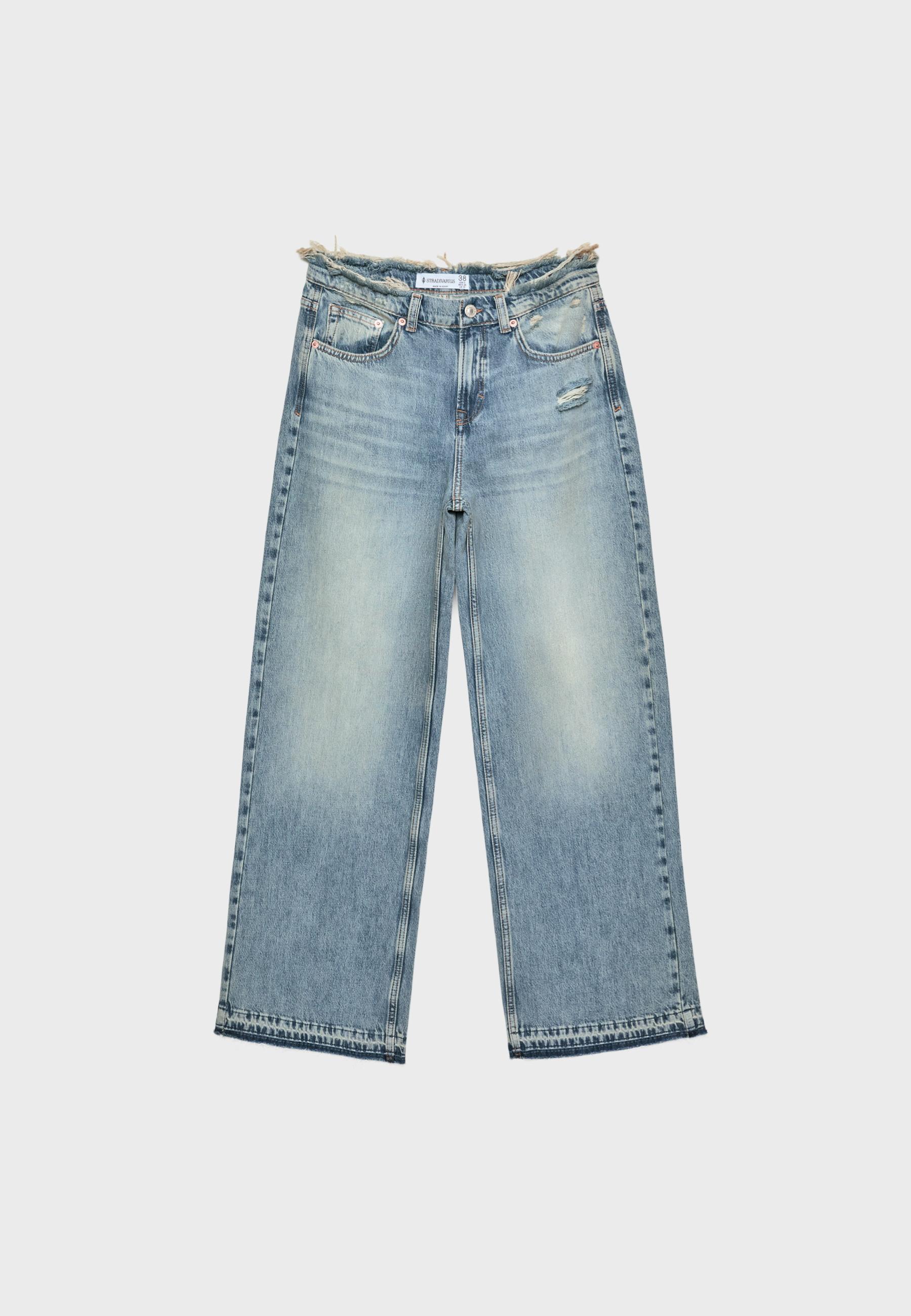 Destroyed straight wide-leg jeans - Women's fashion Destroyed straight wide-leg jeans - Women's fashion