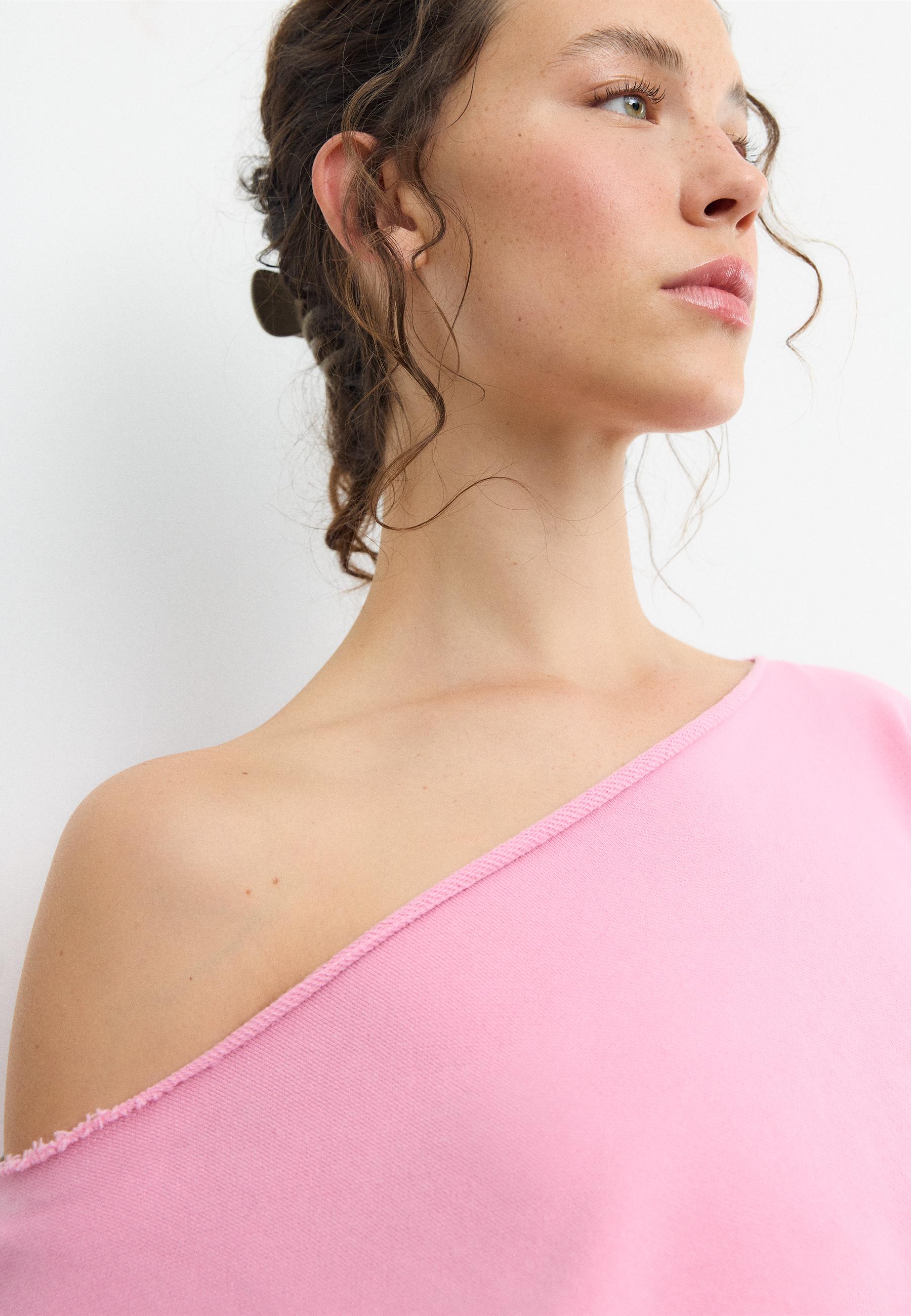 Washed effect cropped sweatshirt — Bubblegum pink