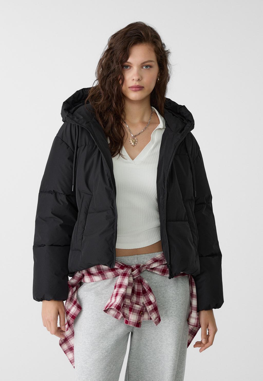 Oversize puffer jacket with hood