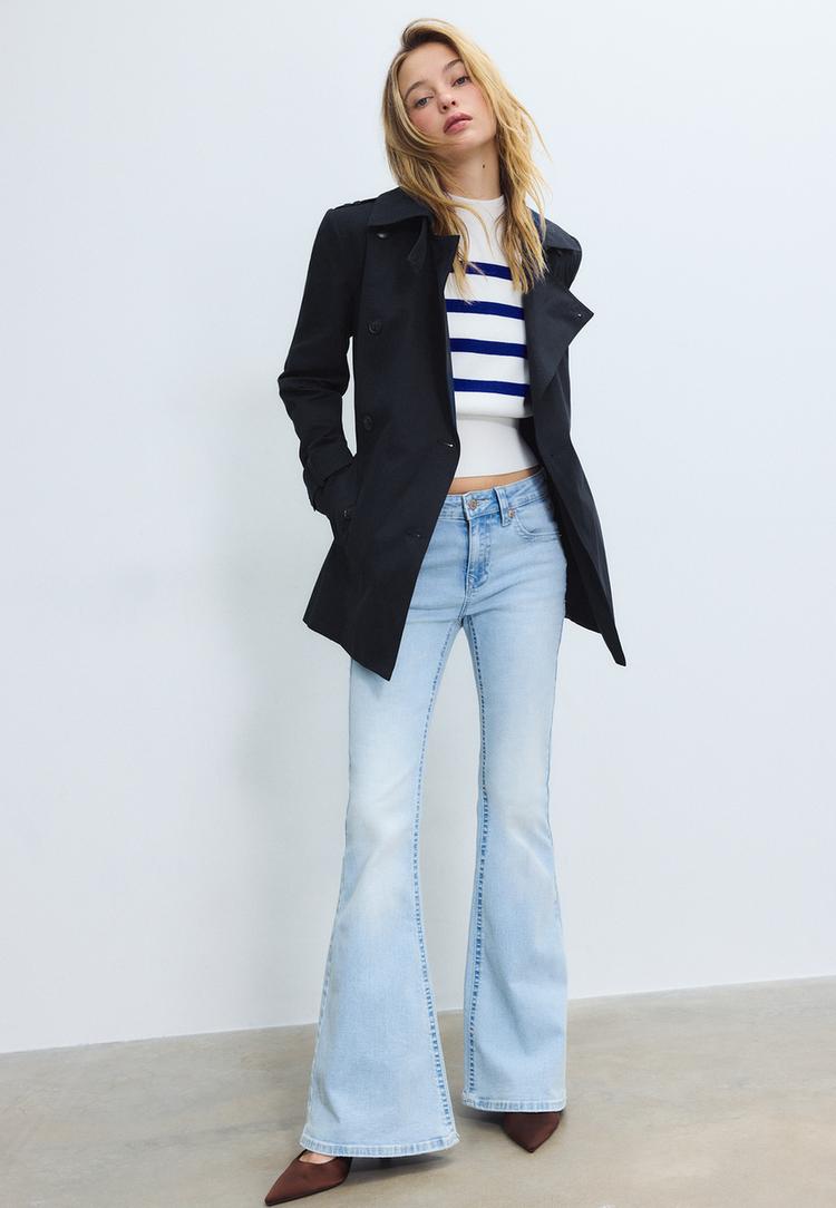 Stradivarius Βασική Κοντή Καμπαρντίνα Navy Blue L